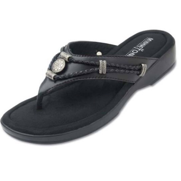 minnetonka black sandals